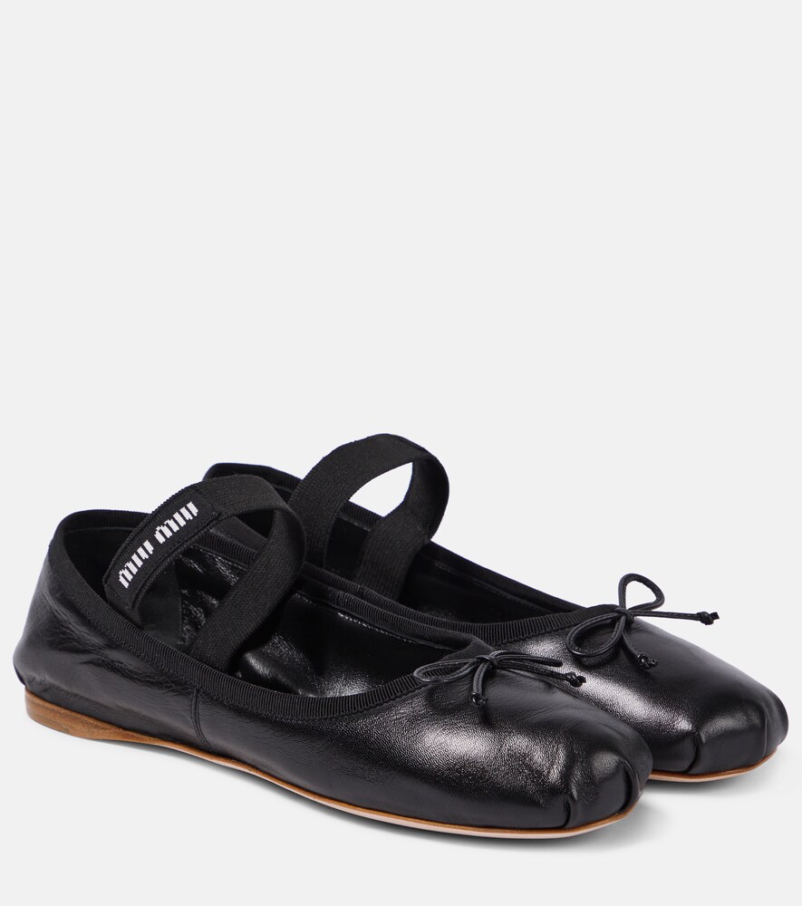 Logo Leather Ballet Flats