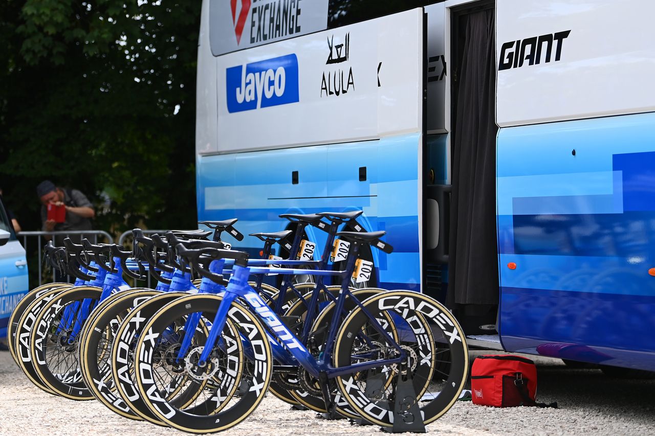 Giant bikes outside the jayco-alula team bus