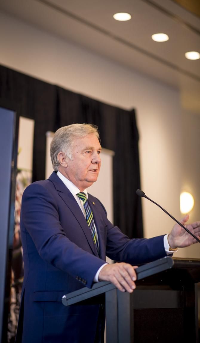 Gerry Ryan addresses the audience