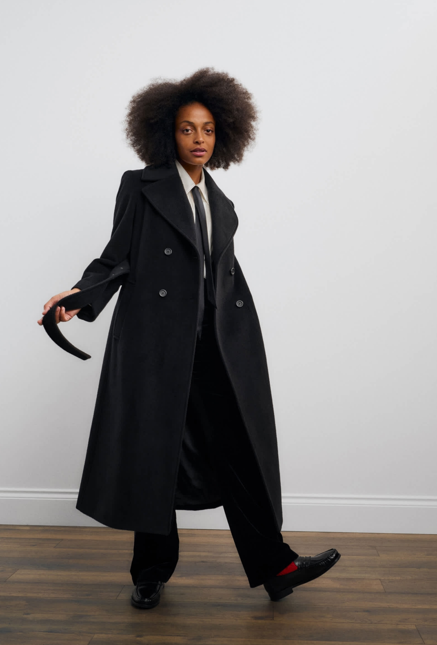 Pure Wool Belted Double Breasted Coat
