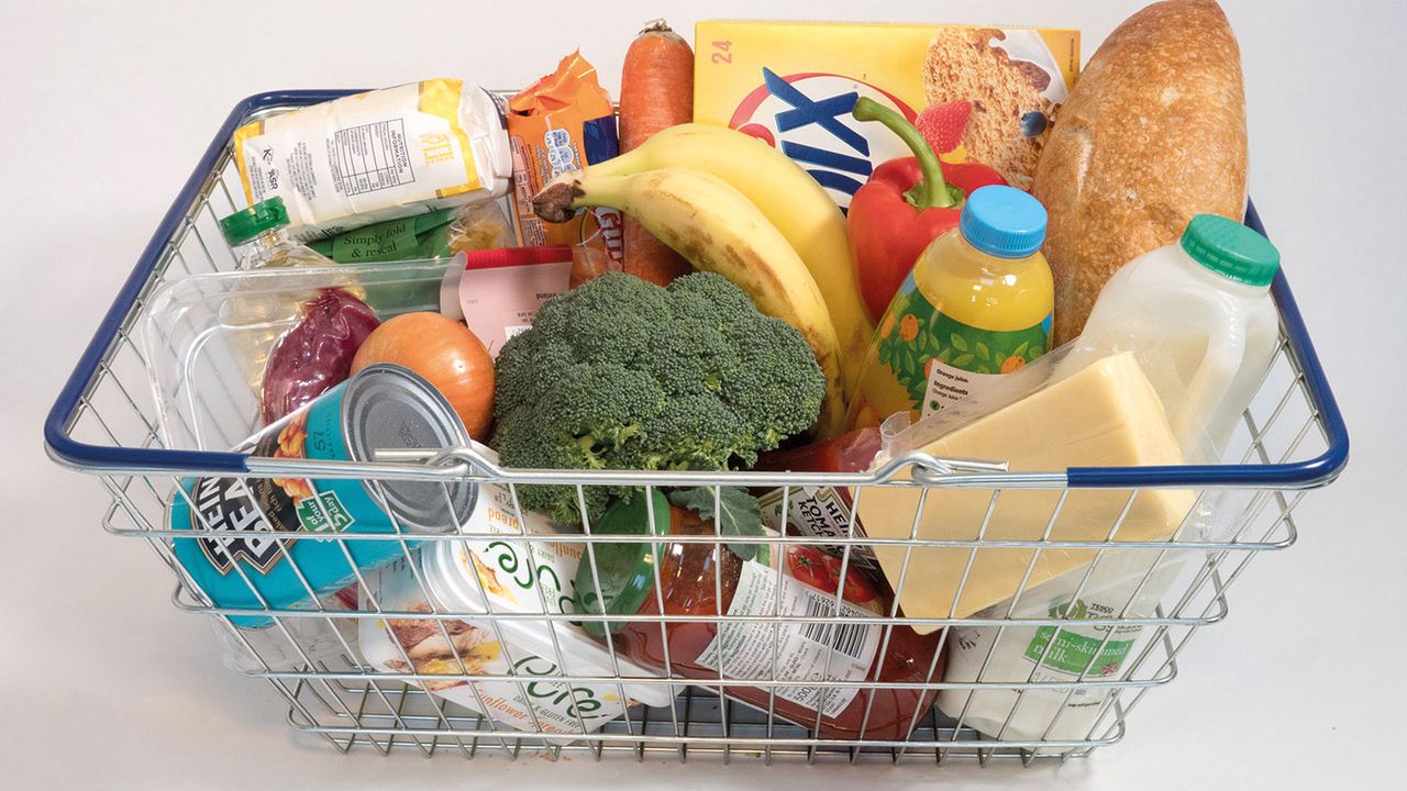 Supermarket basket full of stuff