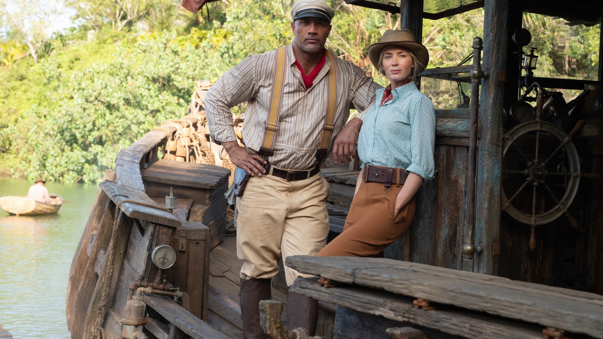 Dawe Johnson and Emily Blunt in Disney Plus Premier Access Jungle Cruise