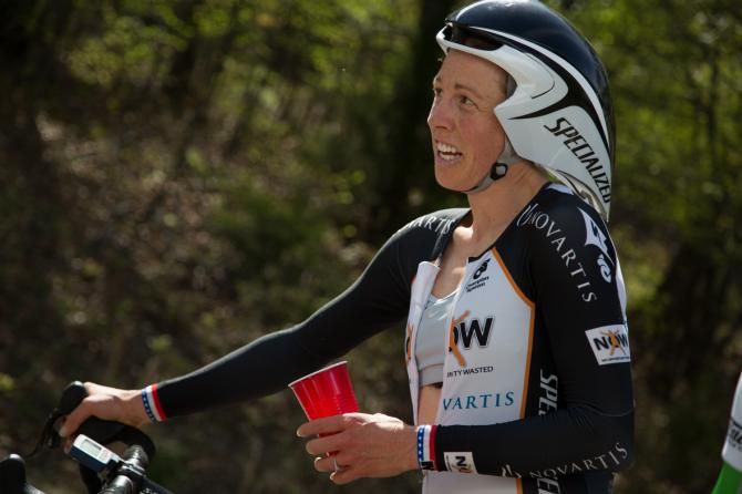 Alison Powers, following her time trial finish.