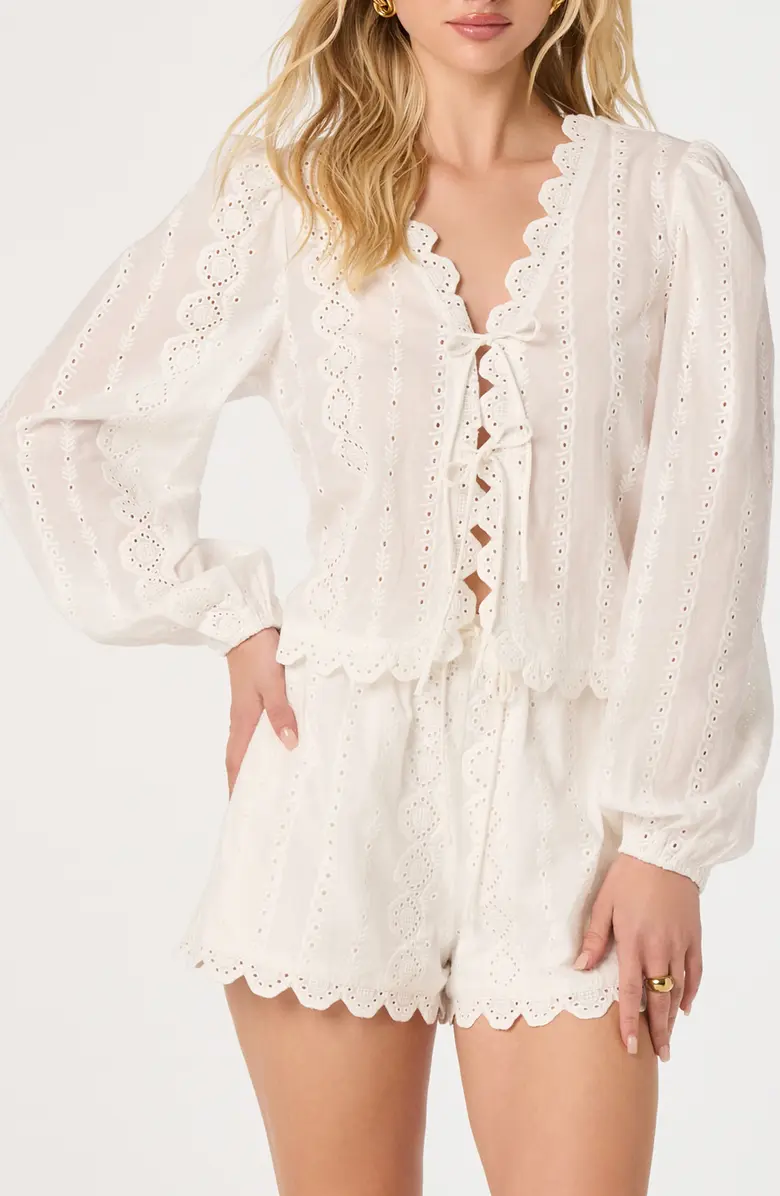 ASTR the Label, Leah Tie Front Eyelet Top