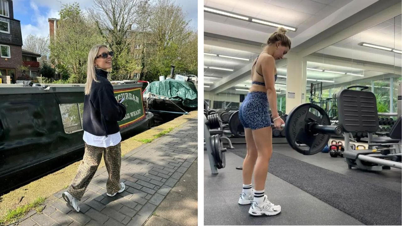 Health writer Chloe Gray during one of her gym breaks and in the gym