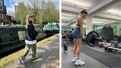 Health writer Chloe Gray during one of her gym breaks and in the gym