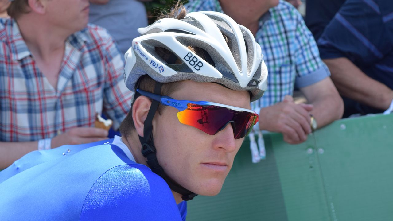 French national champion has several pairs of custom Oakley Radar sunglasses