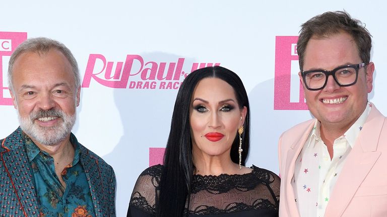 RuPaul's Drag Race: Graham Norton, Michelle Visage and Alan Carr attend the Ru Paul's Drag Race UK Launch on September 17, 2019 in London, England.