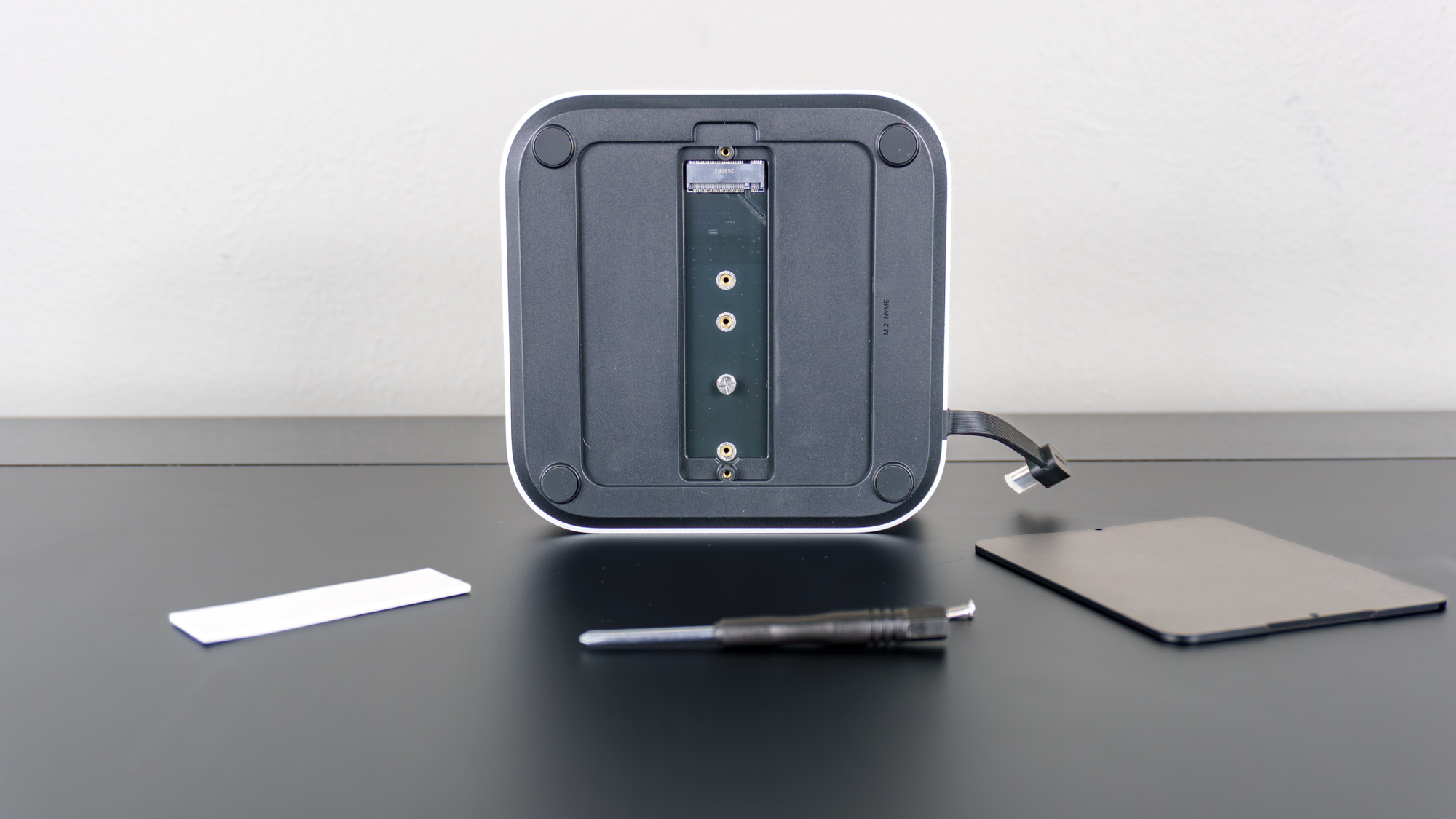 The SSD slot on the underside of the Ugreen Mac Mini M4 Dock &amp;amp; Stand