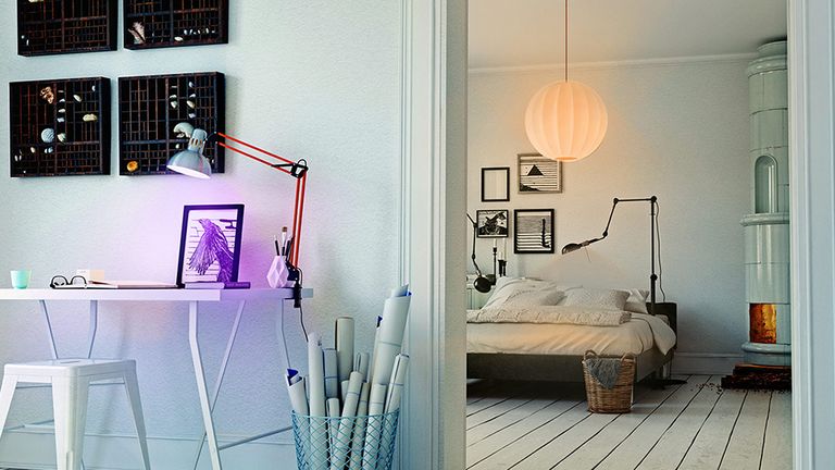 The best smart bulbs 2022, image shows Philips Hue bulbs in use in two rooms