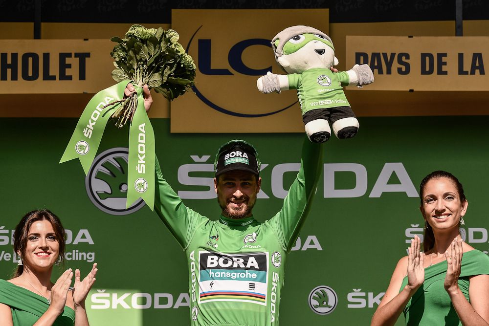 Peter Sagan in green after stage 3 at the Tour de France