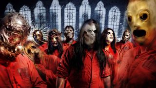 A portrait of Slipknot, taken in Des Moines, Iowa in June 2008