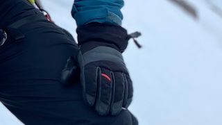 Advnture reviewer wearing Mountain Equipment Couloir Gloves in snow