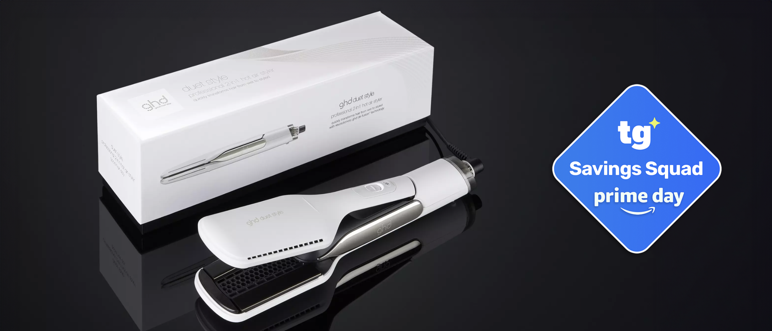 GHD duet styler on black bacground