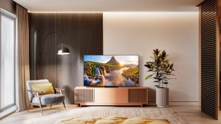 A TV in a modern living room setting