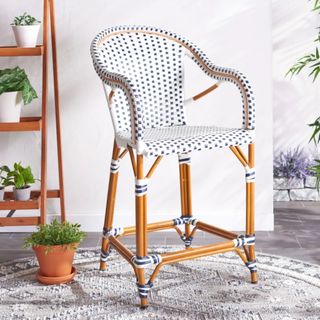 wayfair wicker blue white counter stool