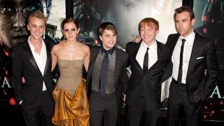 Is Harry Potter on Netflix? - Harry Potter actors Tom Felton, Emma Watson, Daniel Radcliffe, Rupert Grint and Matthew Lewis (L-R).