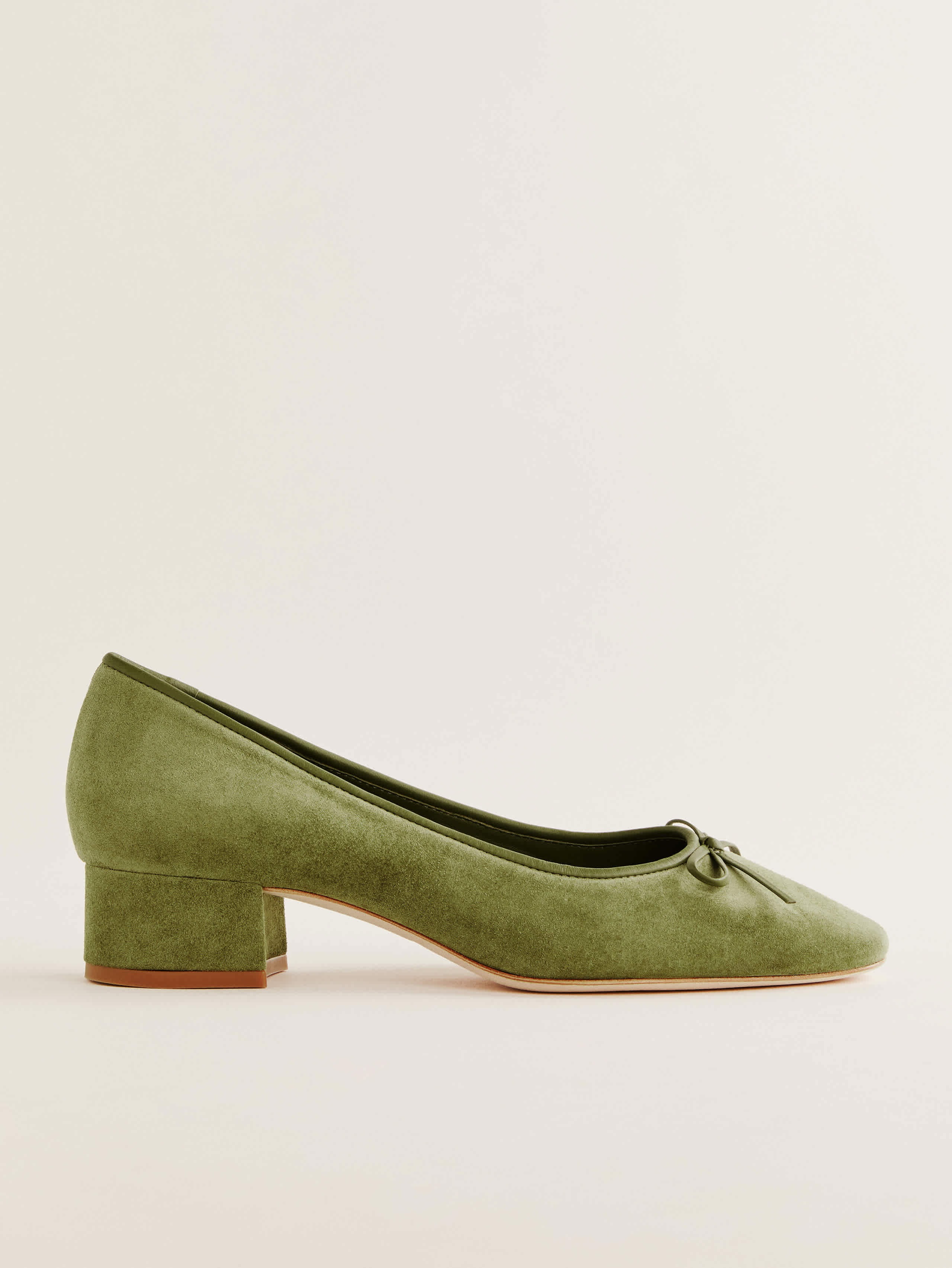 Reformation, Terry Ballet Pumps in Avocado Suede