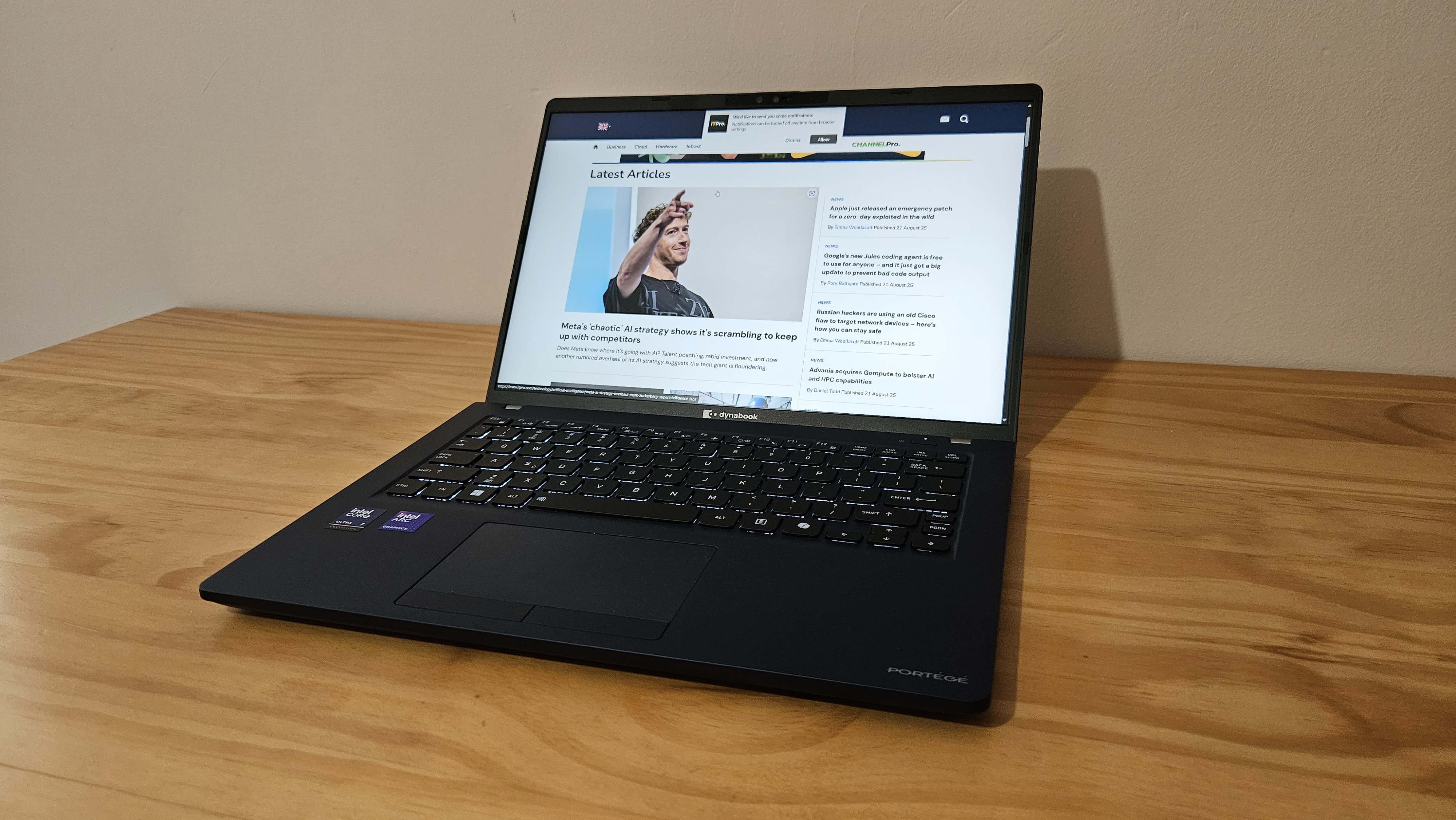 The Dynabook Portege Z40L-N on a desk