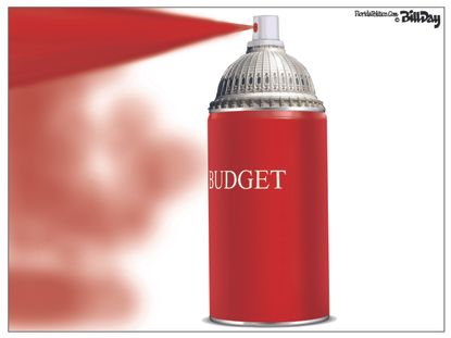 Political Cartoon U.S. Budget Spray