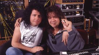 Photo of Steve LUKATHER and Eddie VAN HALEN; w/ Steve Lukather