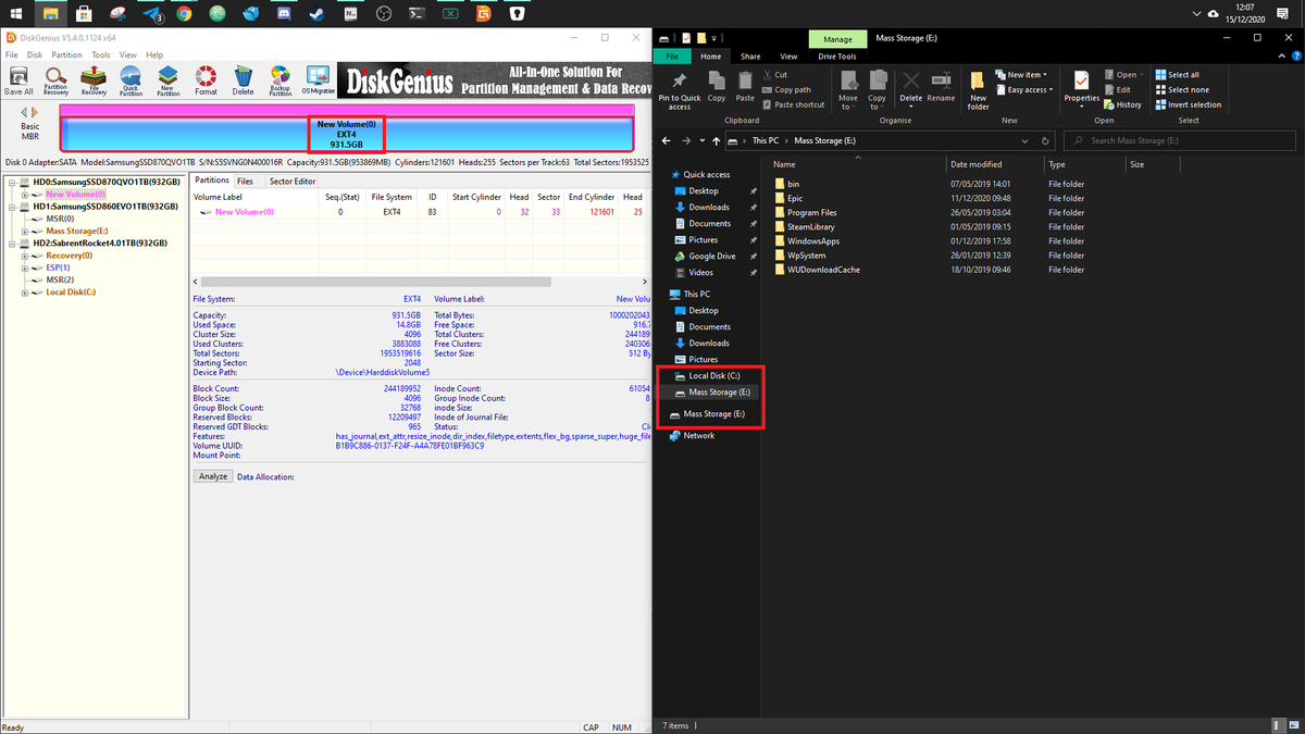 can windows view ext4