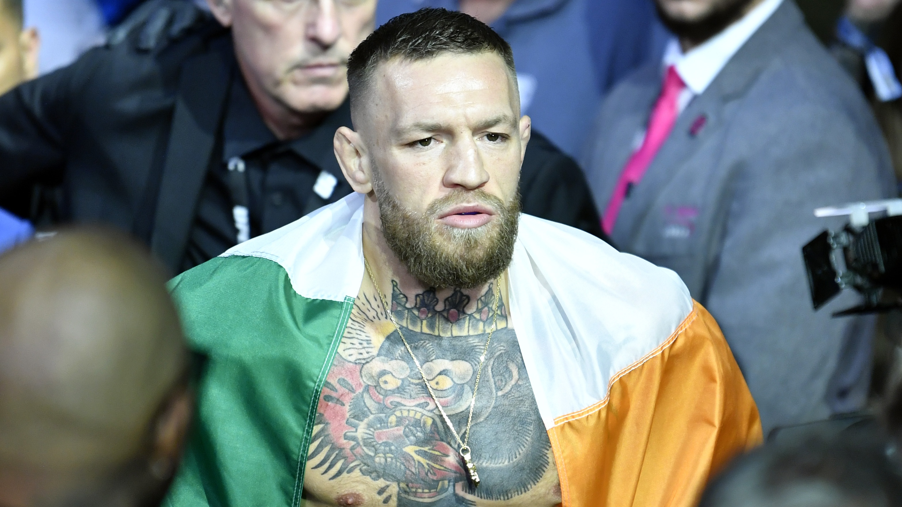 Conor McGregor of Ireland prepares to fight Dustin Poirier during the UFC 264 event at T-Mobile Arena on July 10, 2021 in Las Vegas, Nevada