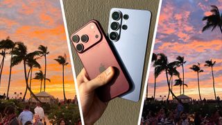 Side-by-side sunset photos taken on the iPhone 18 Pro and Samsung Galaxy S26 Ultra
