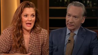 From left to right: screenshots of Drew Barrymore on The Drew Barrymore Show and Bill Maher on Real Time with Bill Maher.
