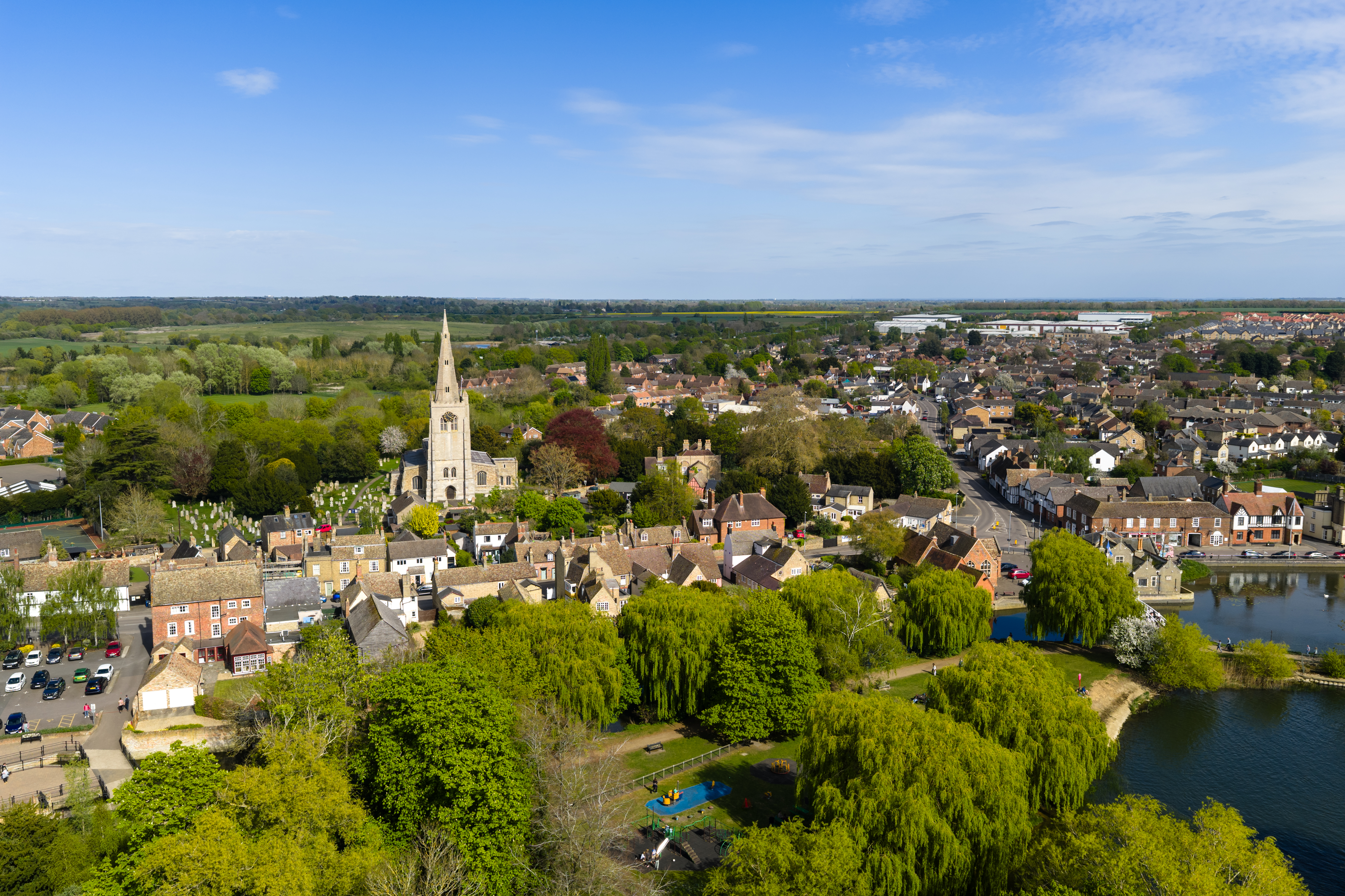 Photo of a church on a sunny day taken with the DJI Mavic 4 Pro