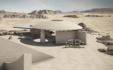 Modernist architecture building in the middle of the desert