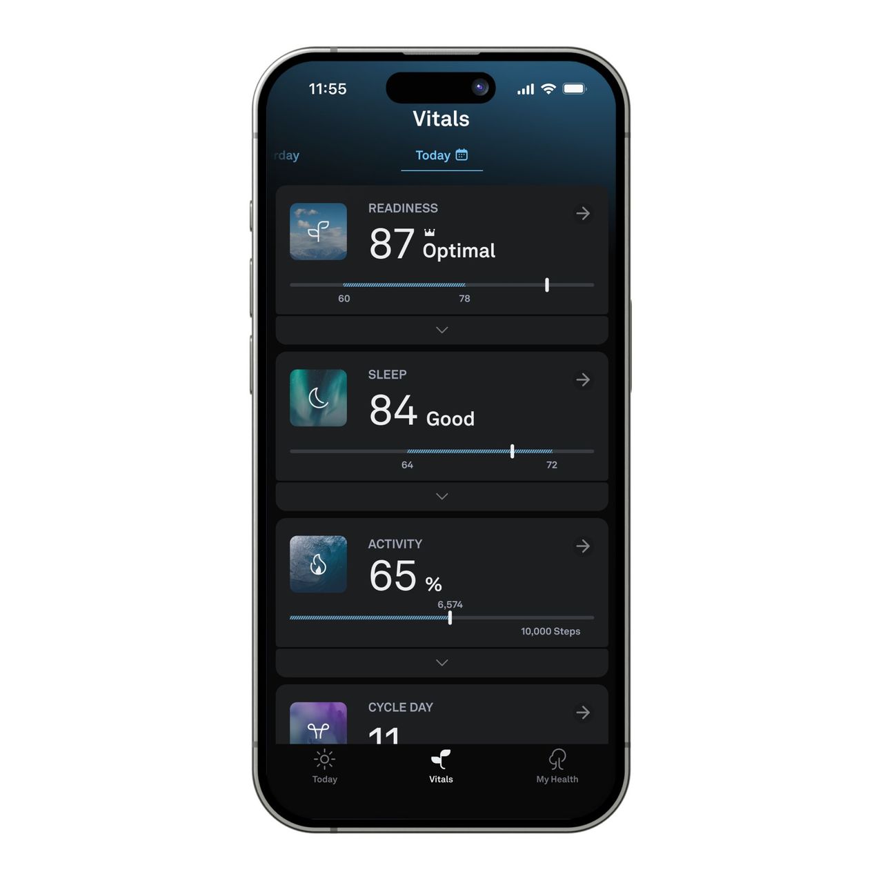 Oura app 6.0 Vitals tab