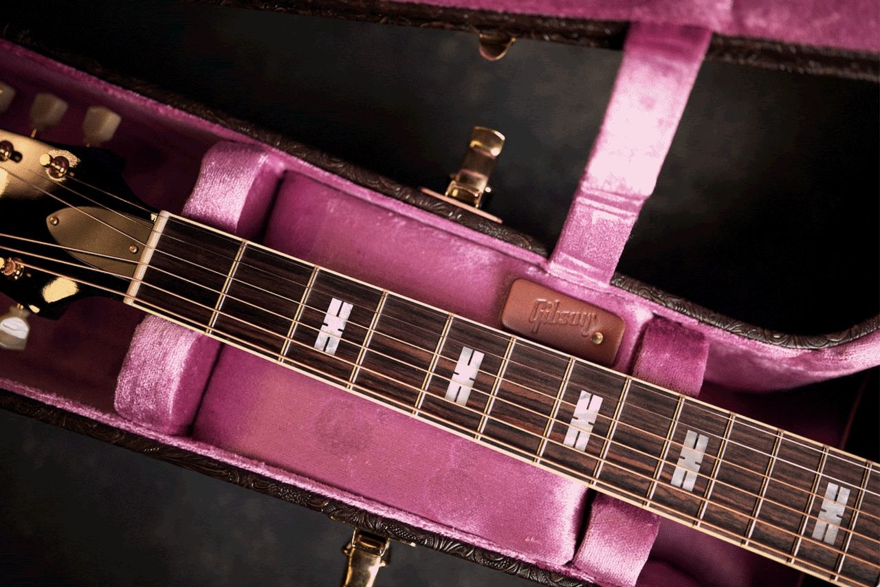Chris Stapleton's new signature Epiphone Frontier guitar sits in its case