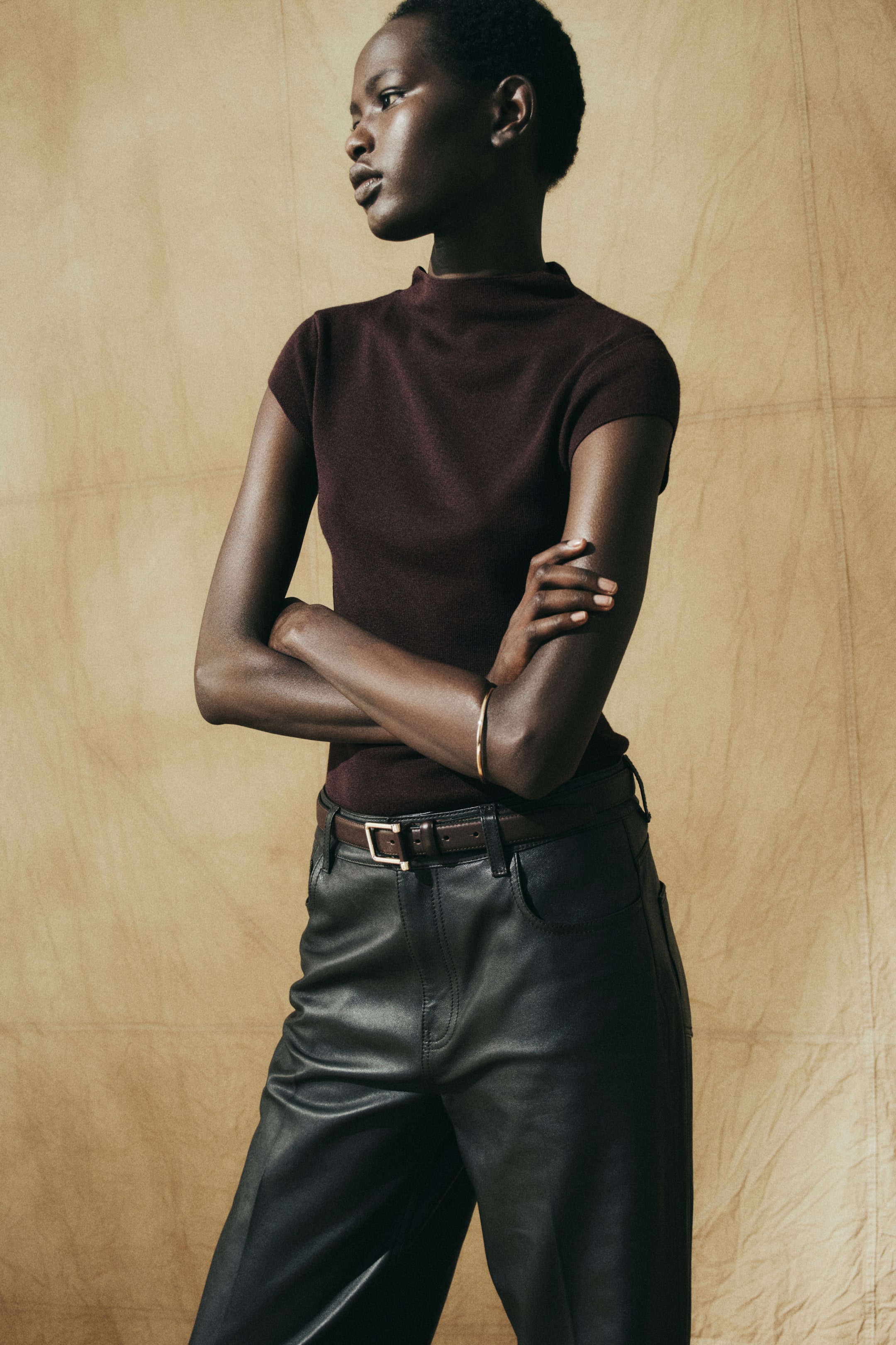 Fine-Knit Turtleneck Top