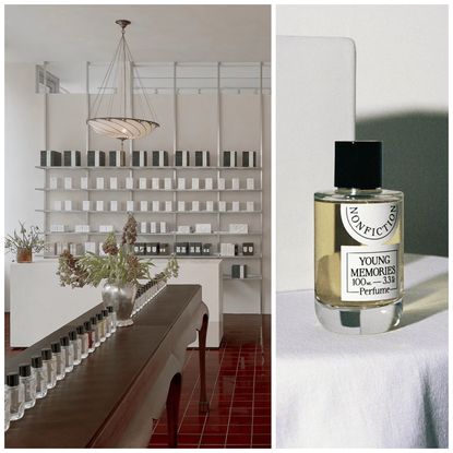 collage of nonfiction new york store with perfume bottles and candles 