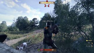 A fight with an armoured opponent in Kingdom Come: Deliverance 2.