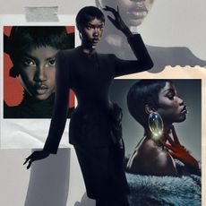 Photo collage of Anok Yai for Mugler's Alien Pulp campaign 