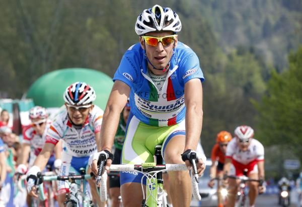 Vincenzo Nibali (Liquigas-Cannondale) crosses the line in 9th place on stage two of the Giro del Trentino.