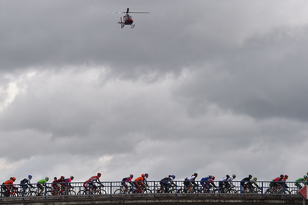 Helicopter flying over Gent-Wevelgem