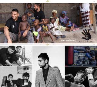 Amir Khan homepage makes powerful use of photography to convey his hidden depths