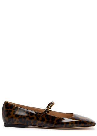 Christina Leopard-Print Leather Mary Jane Flats