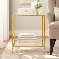 Home Decorators Bella Square Gold Metal and Glass Side Accent Table