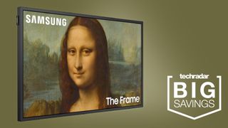 Samsung The Frame TV on green background