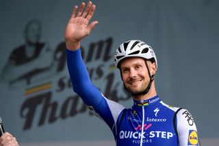 Tom Boonen waves to his fans at his 'farewell race' in April 2017