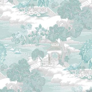 Edo Toile Mint Wallpaper