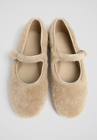 stradivarius, Faux Fur Ballet Flats