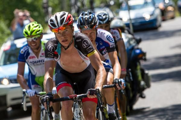 Ben King (Radioshack-Nissan) works at the front of the break