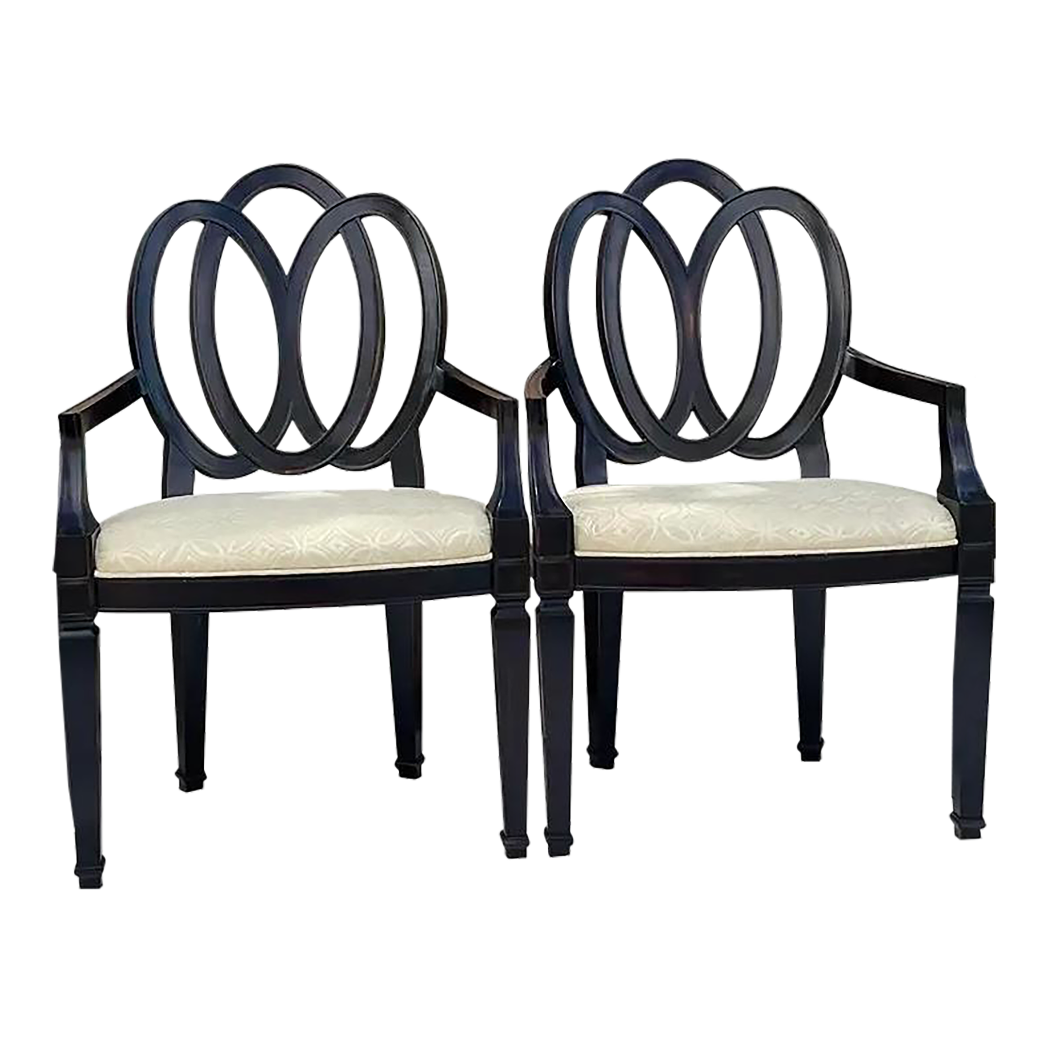 1990s Vintage Set of 2 Robb &amp;amp; Stucky Ribbon Back Arm Chairs