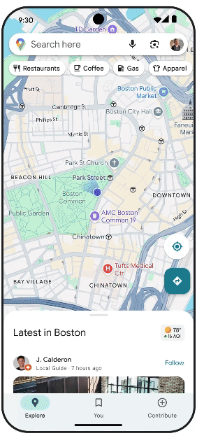 Gemini-generated suggestions in Google Maps