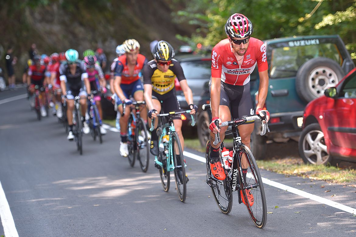 Thomas De Gendt (Lotto Soudal) leads the breakaway